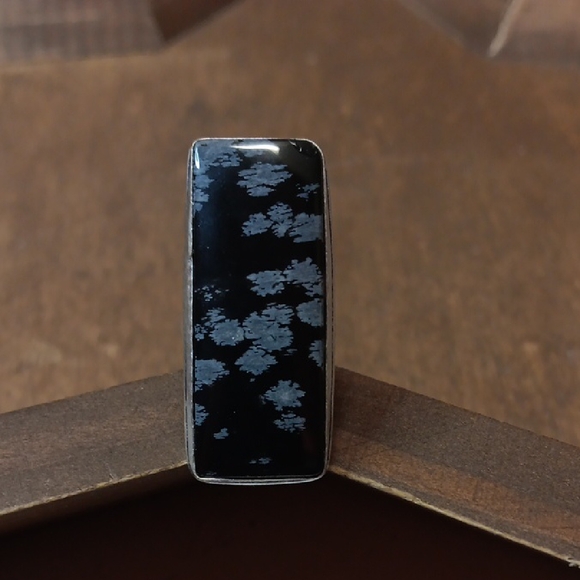 Snowflake Obsidian Stone Ring - Picture 1 of 5